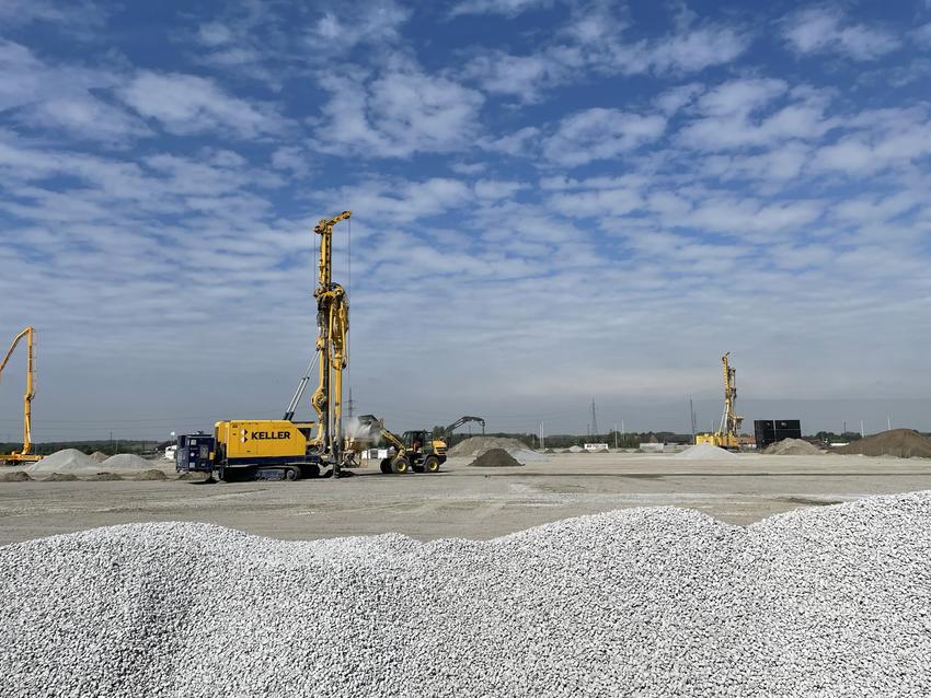 Aanbrengen grondverbetering door middel van grindkolommen